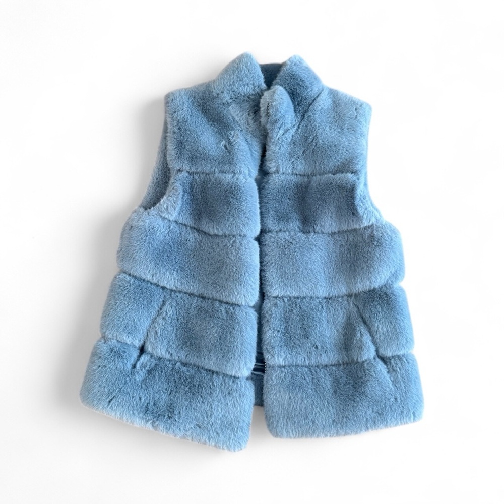 Generation Love Soft Blue Faux Fur Vest